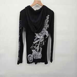 Lauren Moshi Zip Up Hoodie Size Small Black Motorcycle